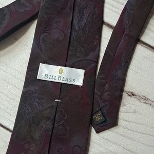 Bill Blass Dark Burgundy Floral Silk Tie